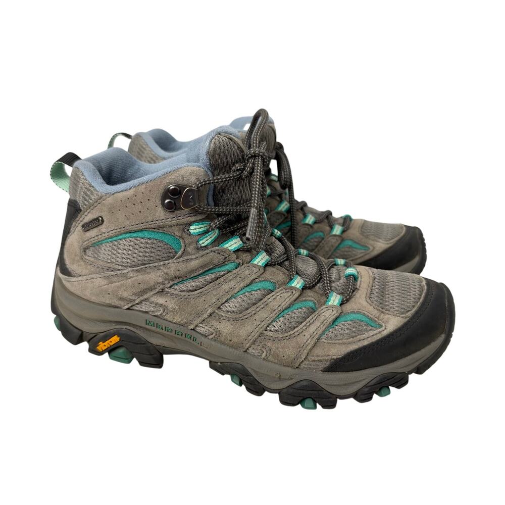 Merrell Boots Women's 10 Moab 3 Mid Waterproof Vibram Hiking Granite Marine